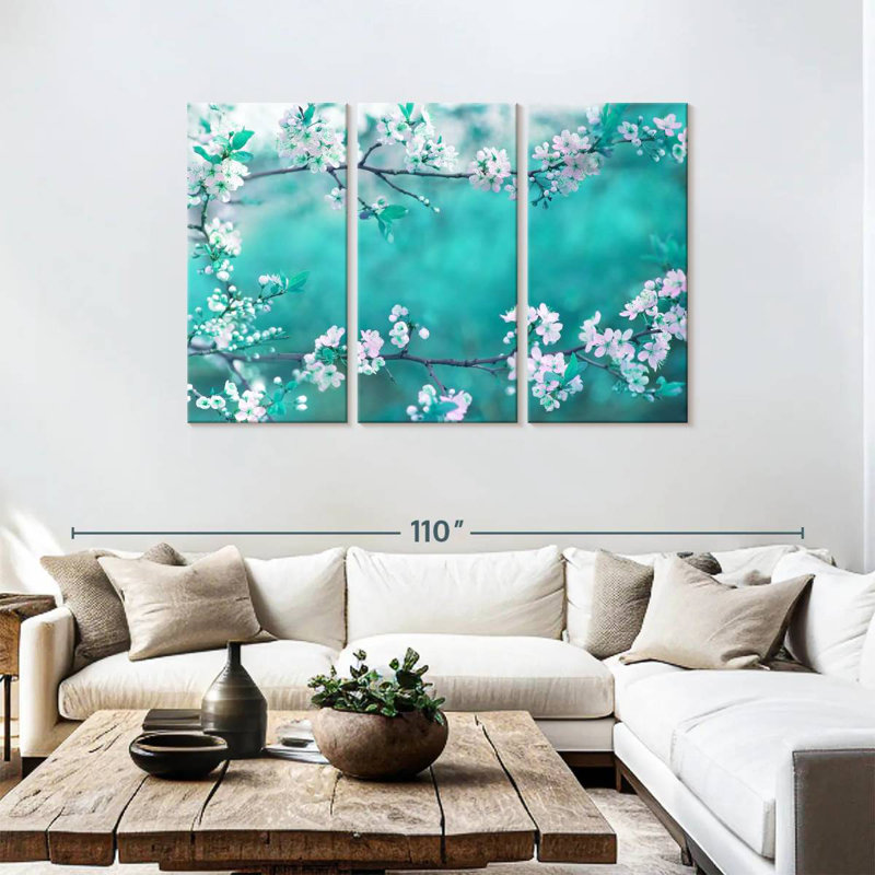 Harnek White Cherry Blossoms In Japan, 48" H x 74" W