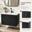 Meuble-lavabo mural moderne de 76,4 cm (30,08 po) avec tiroirs à fermeture amortie et lavabo en céramique
