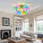 3-Light Colorful Glass Globe Ceiling Light, Modern Rainbow Bubble Flush Mount Chandelier with Gold Finish for Bedroom, Dining Room & Entryway