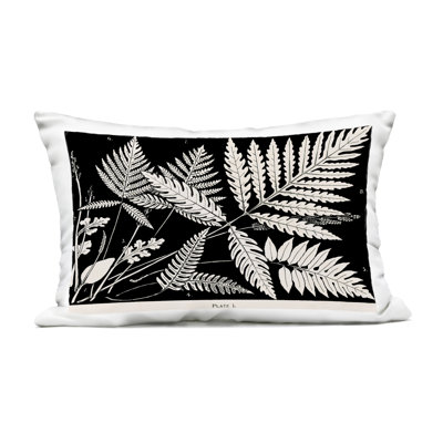 Overlapping Ferns on Black Outdoor Printed Pillow design by Phillipa Katz