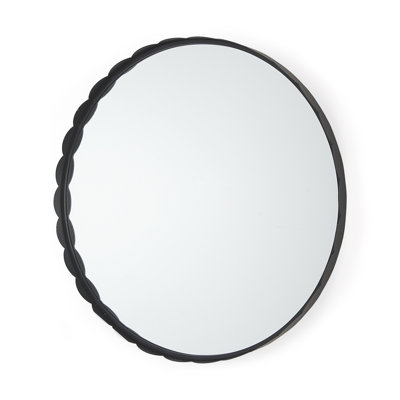 30" Black Metal Scalloped Framed Accent Mirror