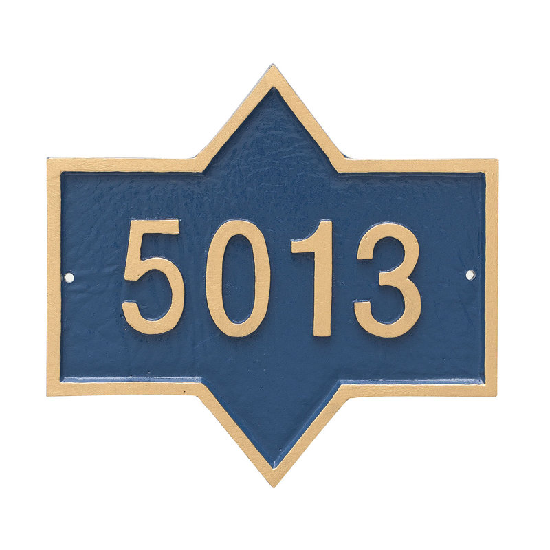 Plaque d’adresse murale sur 1 ligne Piedmont, Blanc / argent