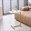 Table basse blanche en forme de C pour les petits espaces, acier et amp; Panneau de fibres à densité moyenne, peu encombrant et amp; Facile à glisser sous le canapé-54651800