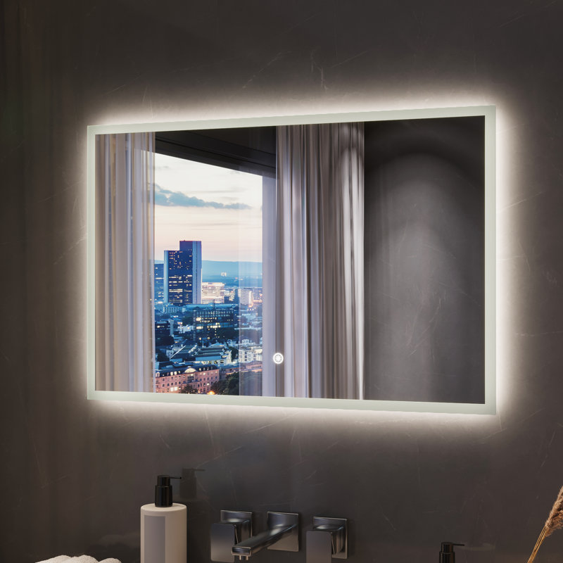 DeerValley 36'' W x 24'' H Smart Anti-Fog Bathroom Mirror with Memory Function, Dimmable 3-Color LED