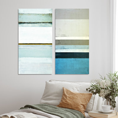 " Blue Meets Brown Modern Art III " 2 - Pieces Painting Print