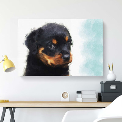 Rottweiler Puppy - Wrapped Canvas Painting Print