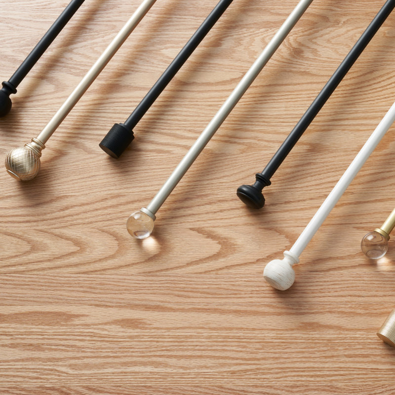 Martha Stewart Bergen Rod And Finial Set, 48'' - 86In, Matte Black