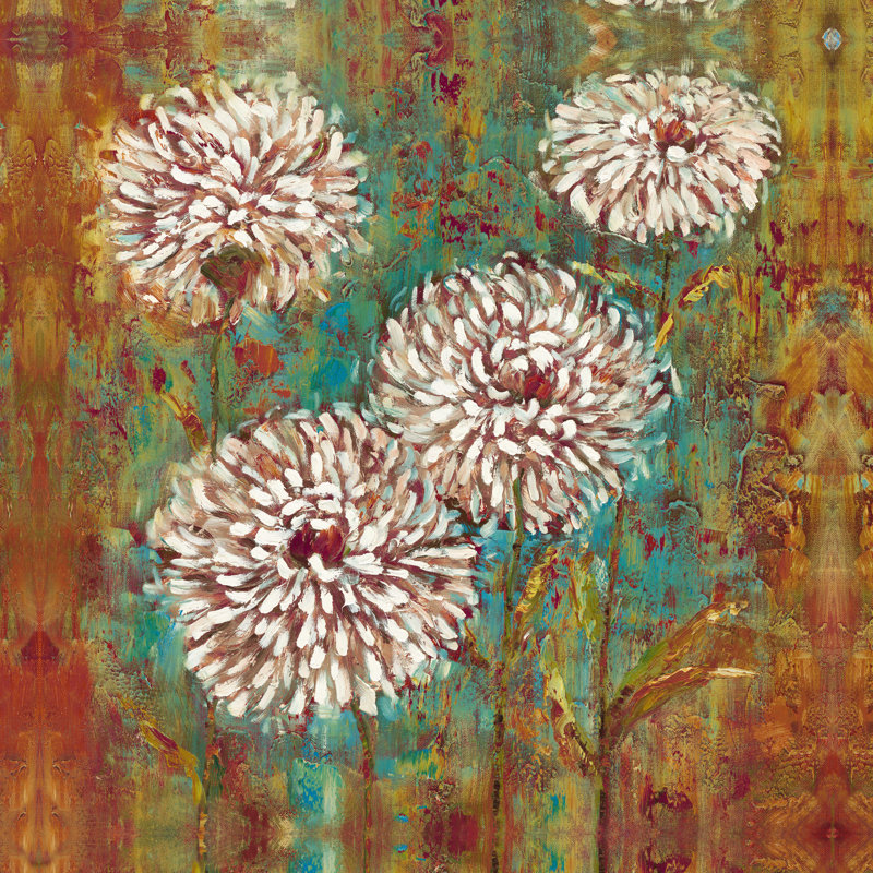 Fleurs bohémiennes vives, H 12 po x l 12 po