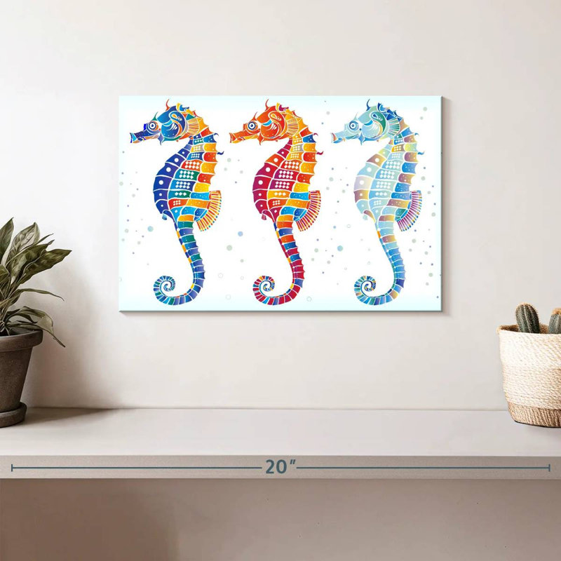 Trio d'hippocampes Brampt, H 8 po x l 12 po