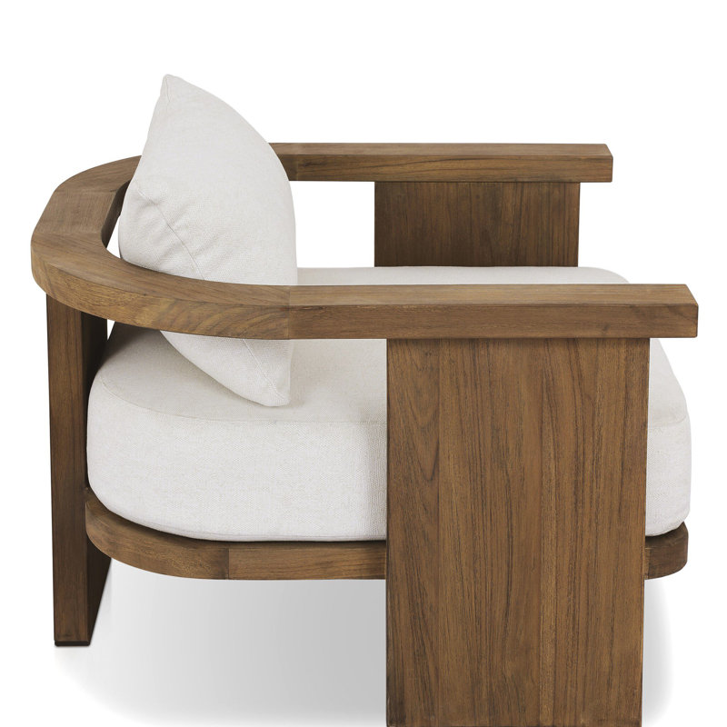 Tahana Outdoor Teak Lounge Chair, Stained Toasted Brown, Alessi Linen