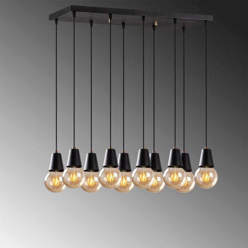 Luminaire suspendu pour îlot de cuisine 10 lumières Randles, Noir