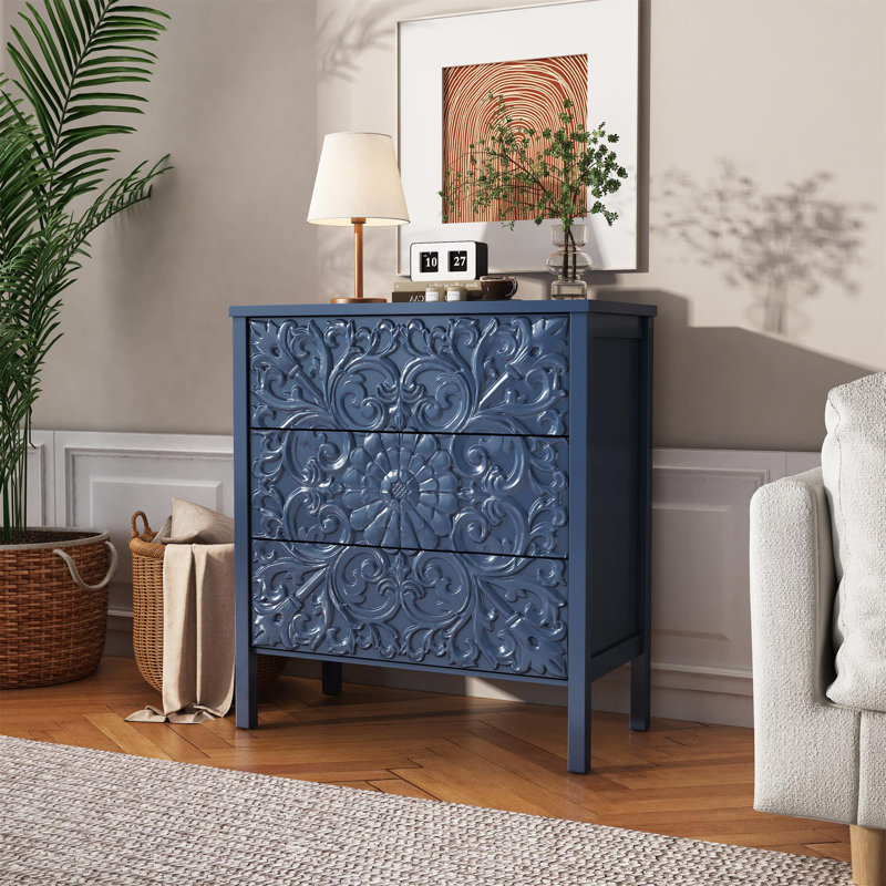 Commode 3 tiroirs Platt Farmhouse, Bleu