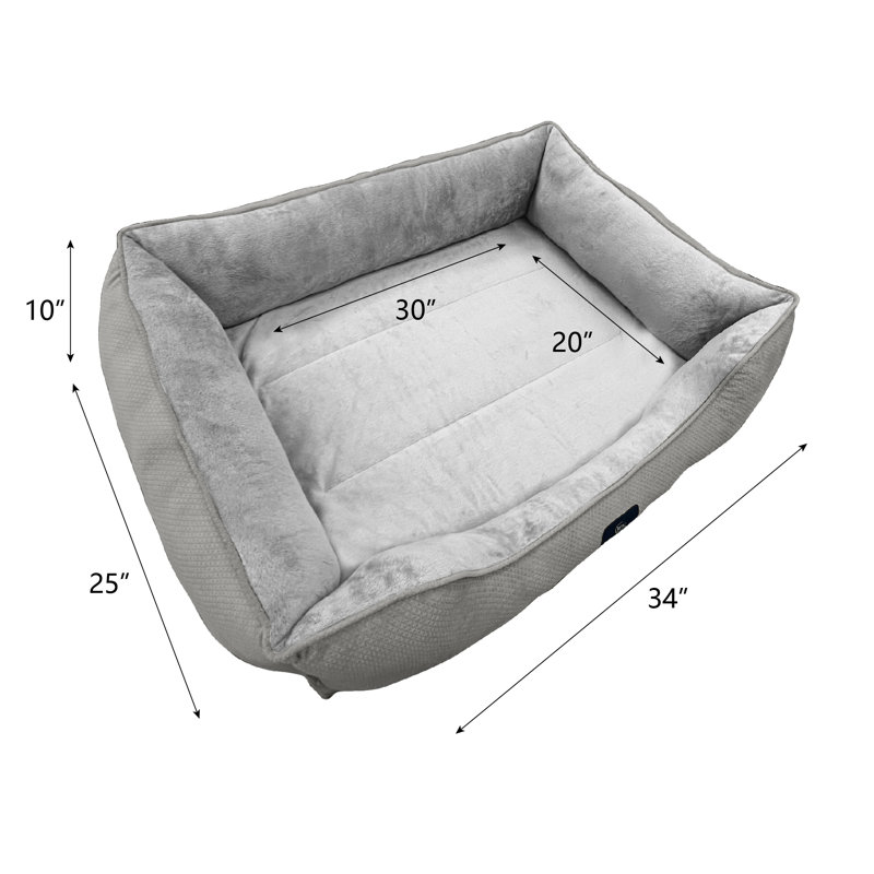 Serta Ortho Cuddler Bolster Pet Bed, Gray, 10" H x 34" W x 25" D