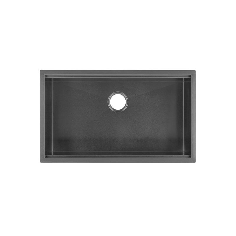 Tourner 32 x 19 Stainless Steel, Single Basin, Undermount Kitchen Workstation Sink, Black