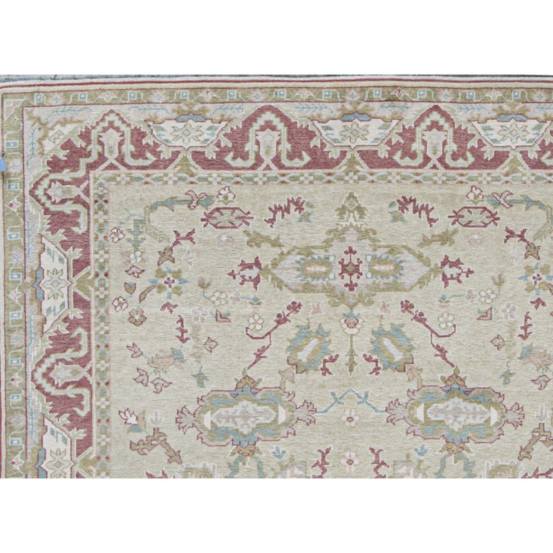 Wool Oriental Area Rug in Beige/Rust/Green
