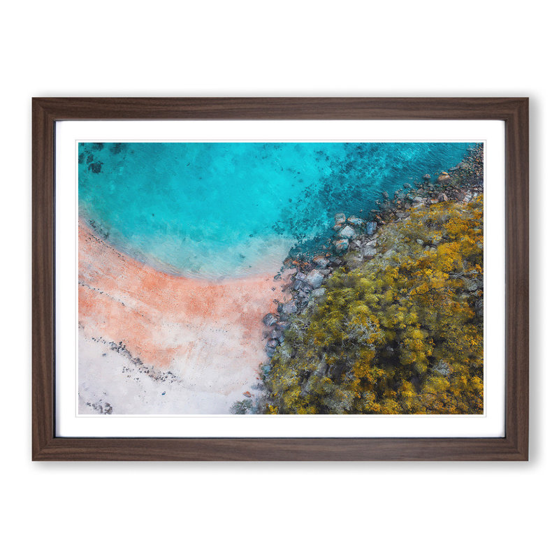 A Beach in Sydney Australia 1 Piece Single Picture Frame Painting on MDF, 33cm H x 45cm W x 2cm D, Walnut