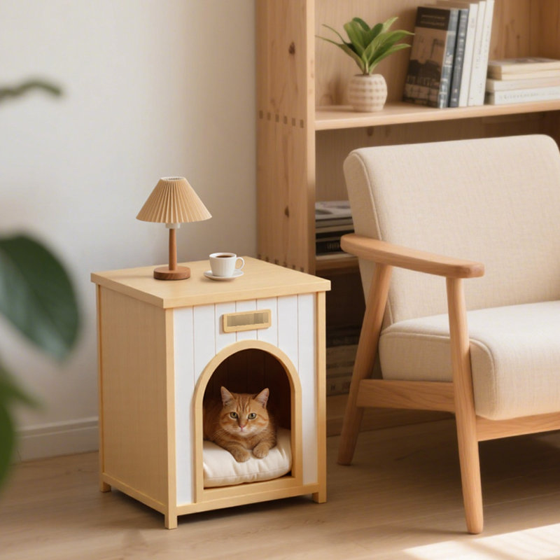 Maison pour animaux solide pour petits chiens, 21 tables d'appoint, blanc crème, design américain