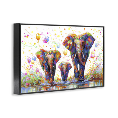 Éléphants et ballons de célébration, estampe numérique par Leon Devenice