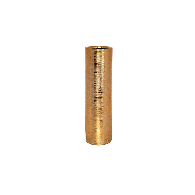 Ceramic Round Vase Gloss Finish Gold, Overall Height- 18"