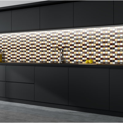 12" x 12" Glass and Metal Grid Mosaic Wall Tile