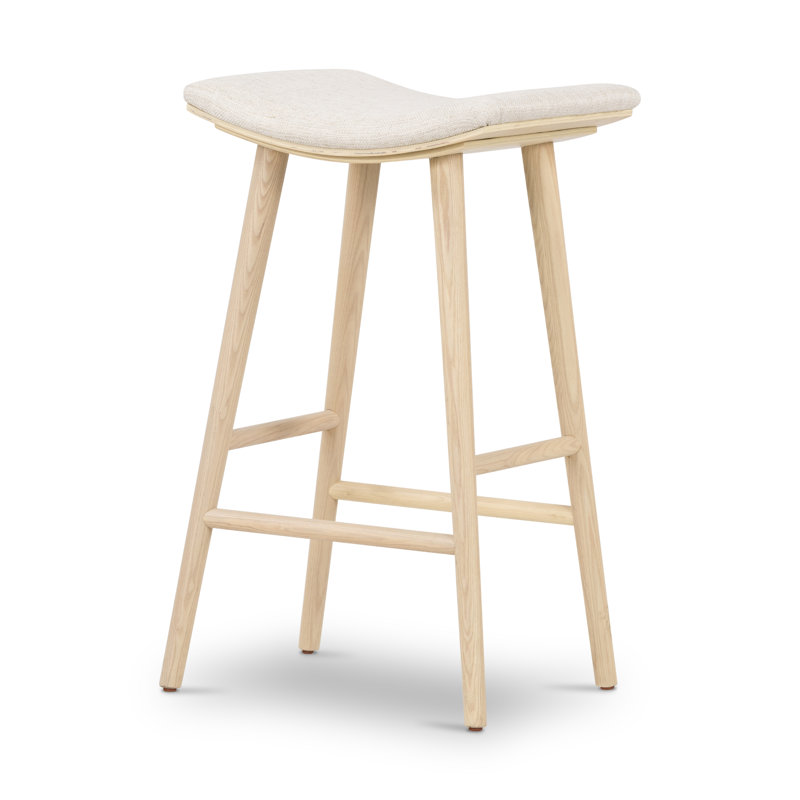 Union Wallis Belfast Solid Wood Stool, Bar Stool (30" Seat Height), Rayon/Viscose - Essence Natural/Light Parawood