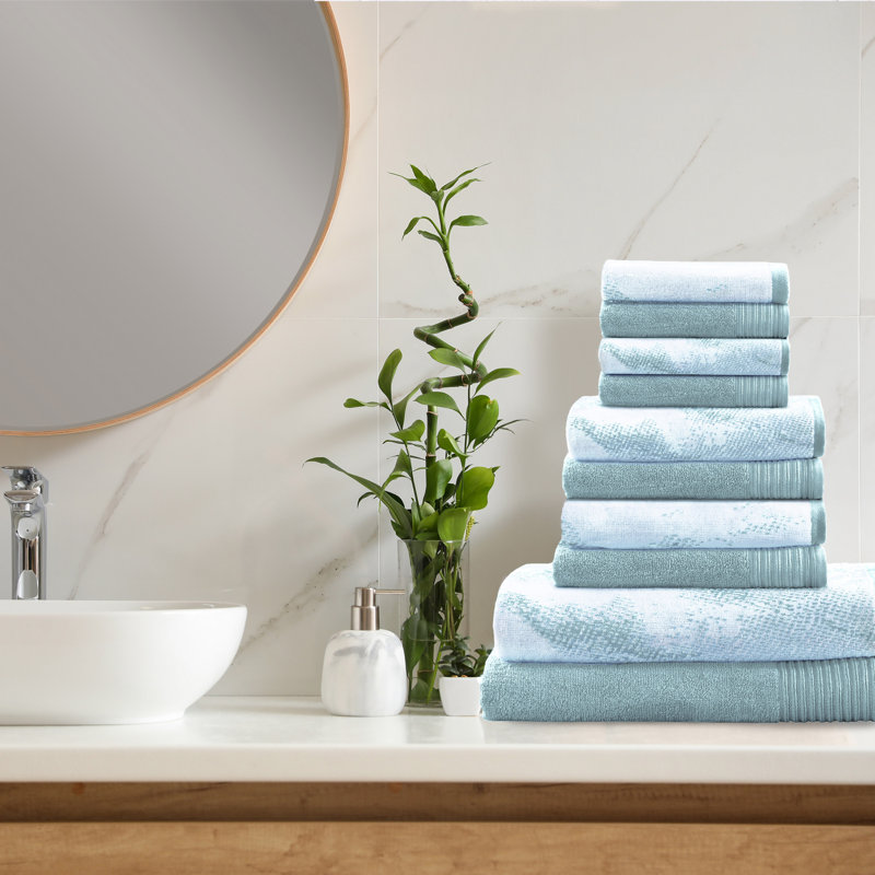 Ensemble de serviettes 100% coton à séchage rapide 500 g / m² Kreager 500 g / m², Cyan, Ensemble de 10 serviettes
