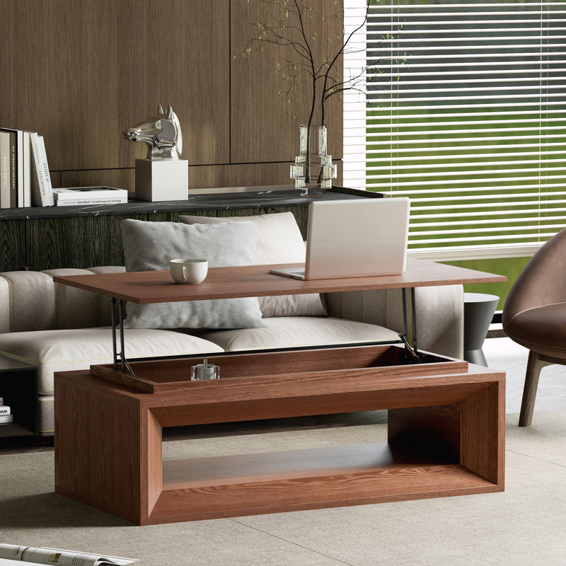 Table basse à plateau relevable moderne 43,3 po, Noyer