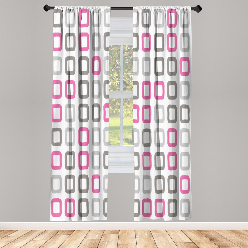 Wrought Studio™ Geometric Curtains, Square Frames Image, 28" W x 95" L