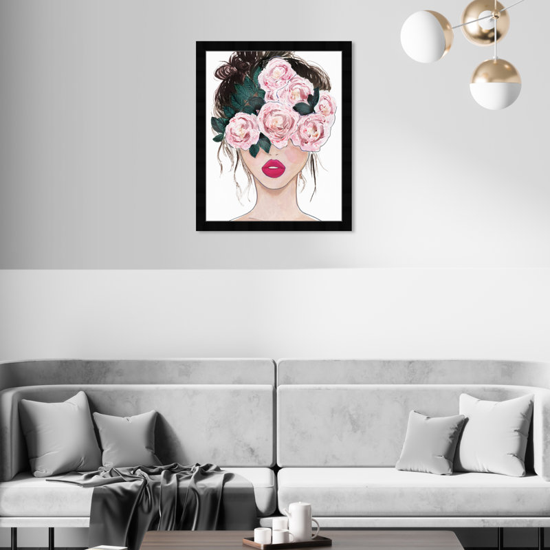 Flower Blind - Shadowbox, peinture sur papier, Cadre noir, H 22 po x l 18 po