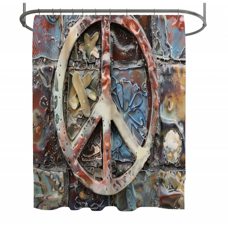 Rideau de douche Peace, H 73 po x l 70 po