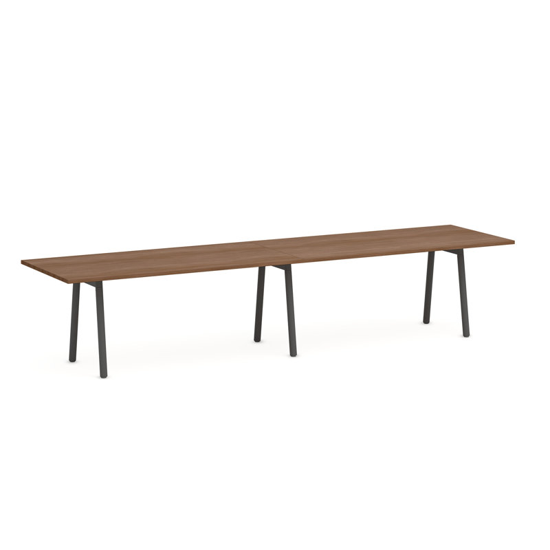 Table de conférence Series A, 144 x 36 po, Gris anthracite / noyer
