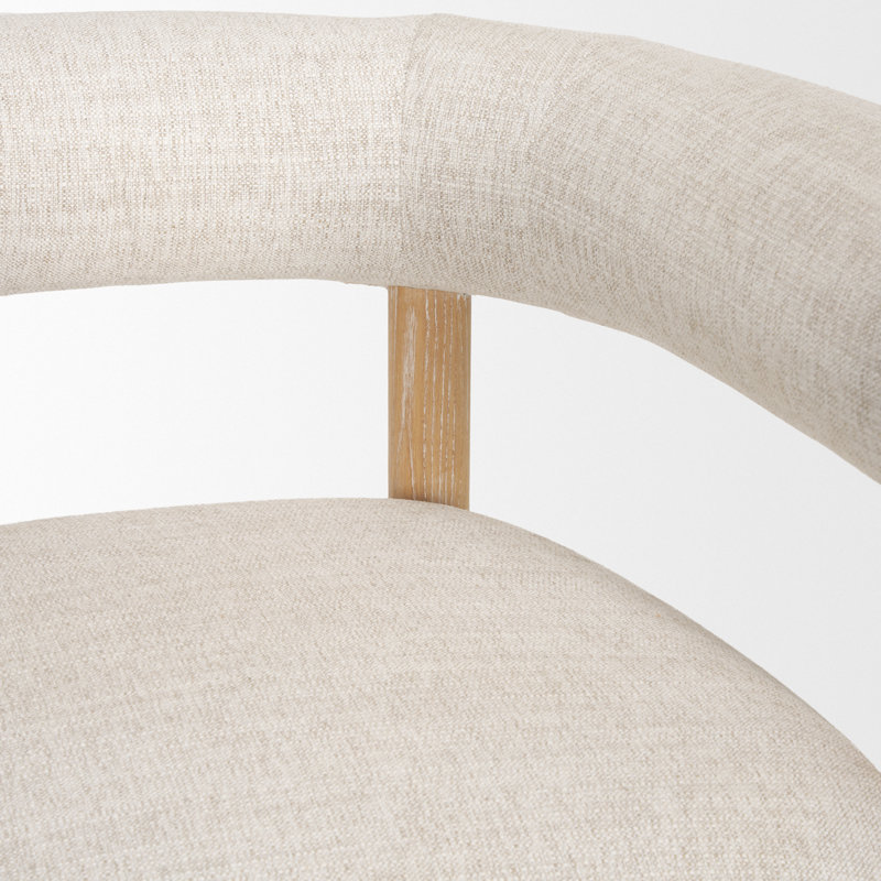 Fauteuil demi-tonneau moderne Shaela Boucle, Mélange de polyester crème, Brun