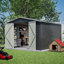 Remise de rangement extérieure robuste en métal 10 x 10 pi avec portes verrouillables, remise toutes saisons pour outils de jardin, de pelouse et de patio-126590395