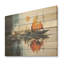 «Moonlight Saiboat Collage Horizon III» - Bateau à voile sur bois-2006268777