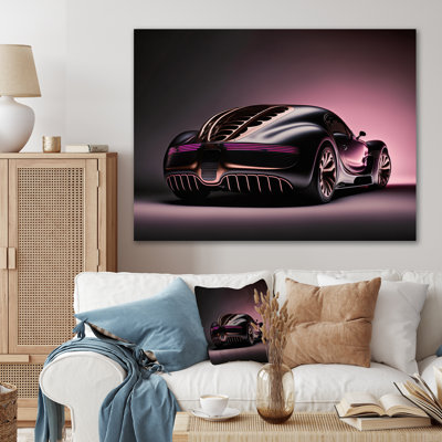 Conception visionnaire de Bugatti en noir et magenta IV - reproduction sur toile