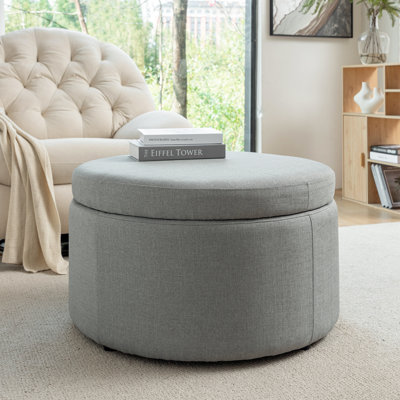 Latitude Run® Fritz Round Fabric Storage Ottoman