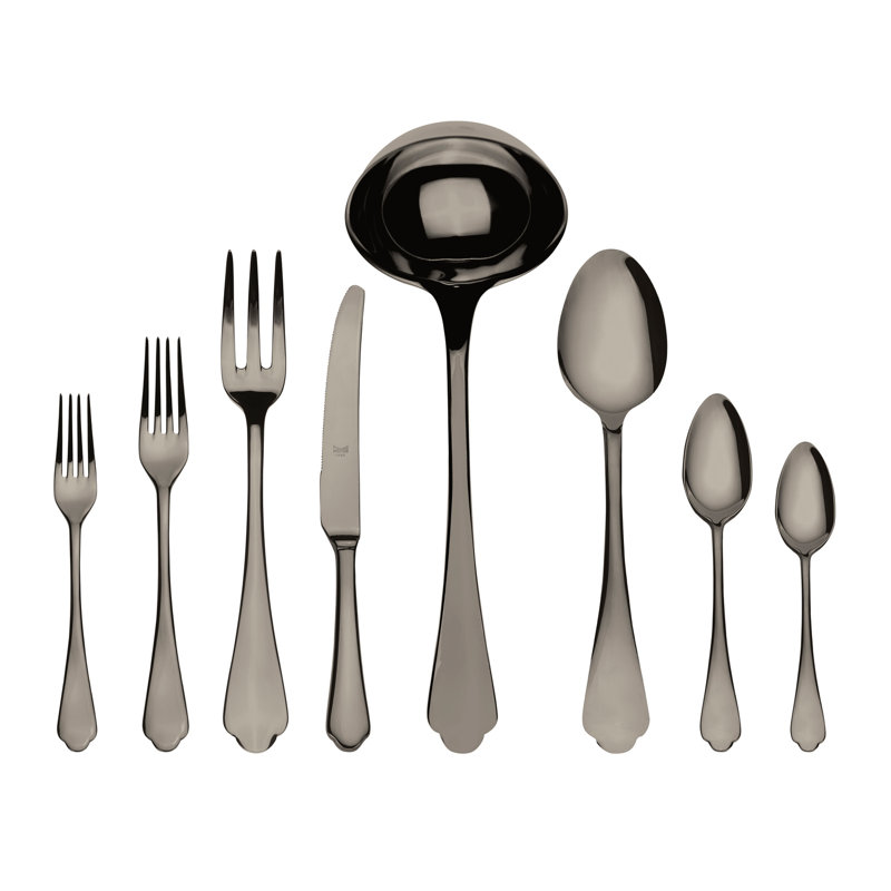 Dolce Vita Flatware Set - 43 Pieces - Stainless Steel, Black Gold