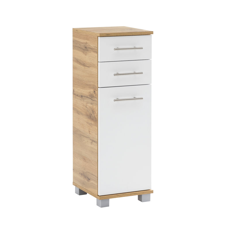 Foolke Freestanding Linen Cabinet, Oak/White