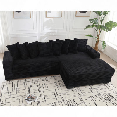 Canapés surdimensionnés en deux pièces, canapé en L, velours côtelé, avec accoudoirs, huit coussins décoratifs, canapé d'angle, facile à assembler