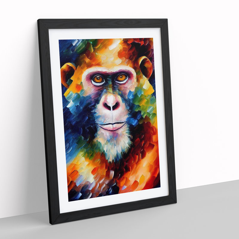 Monkey Portrait No.4 - Framed Print, Black, 64cm H x 46cm W