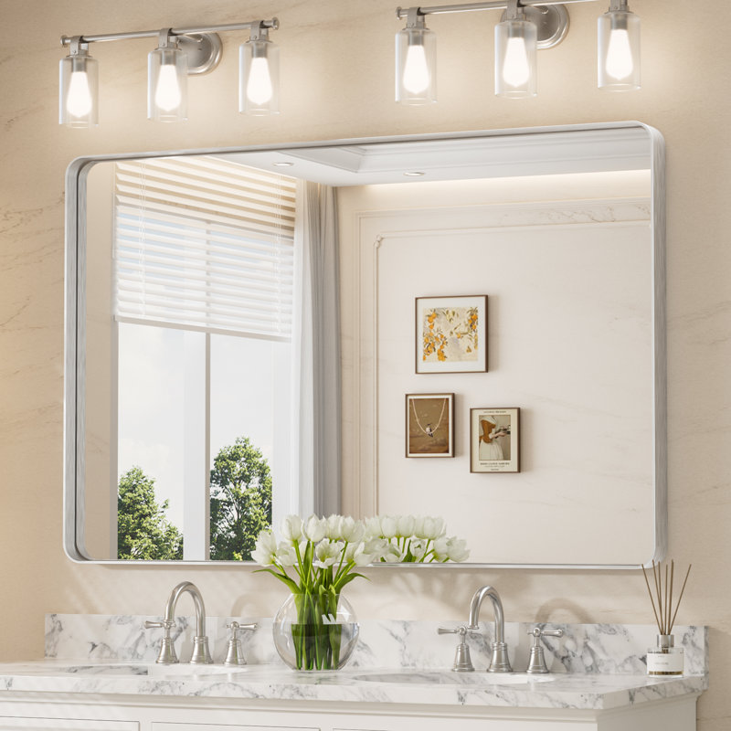 Miroir d'appoint Tyro, 48 po x 36 po, Argent, Rectangulaire