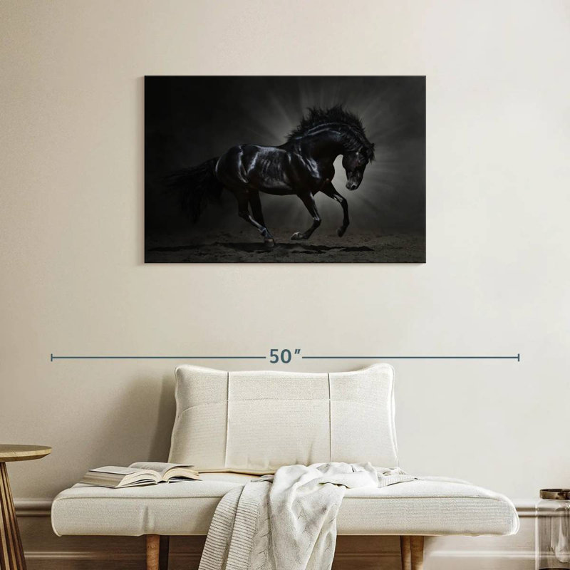 Brampt Elegant Black Horse, 24" H x 36" W