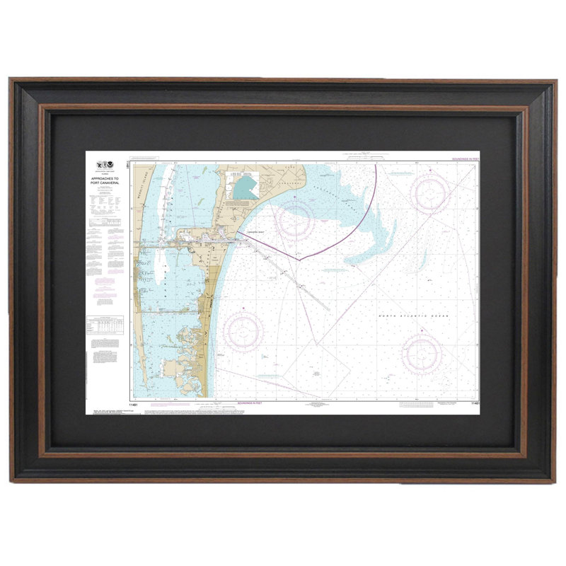 Approche de Port Canaveral | Carte nautique | Reproduction encadrée, H 24 po x l 16 po