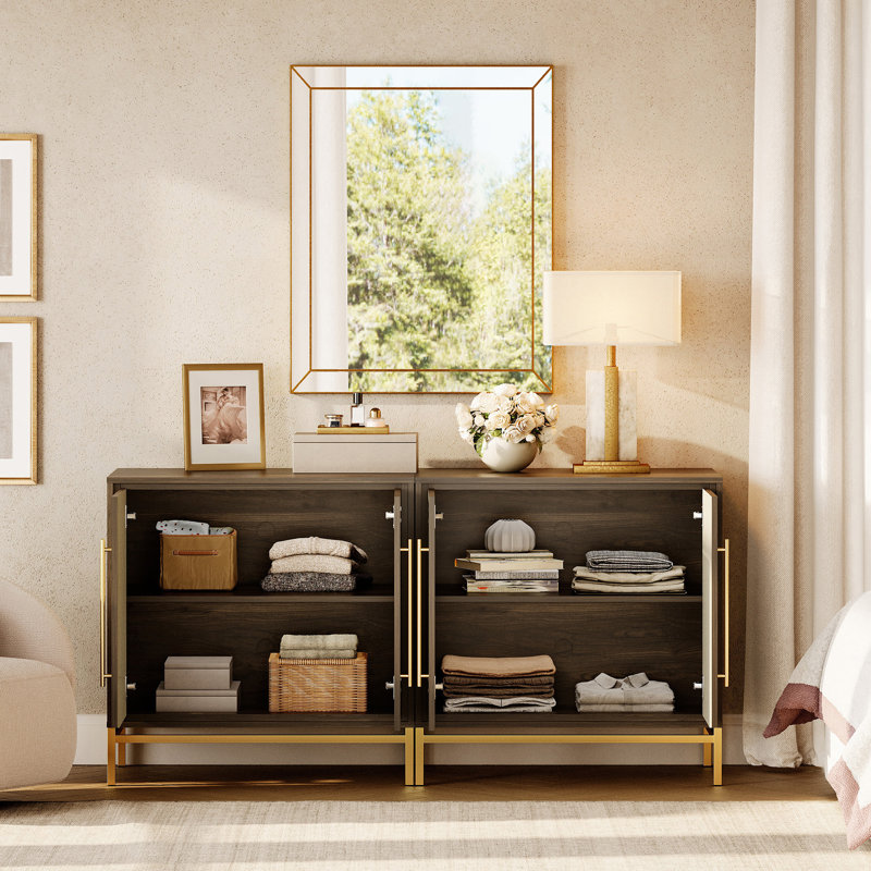 Nightstands With Leather Door,Pack Of 2