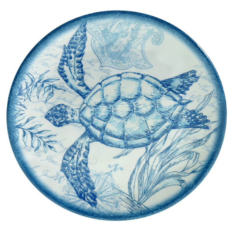 Oceanic Coastal Melamine 12-Piece Dinnerware Set, Service for 4