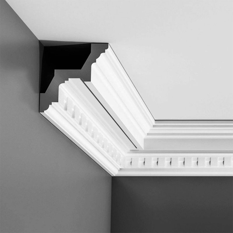 ORAC DECOR 4-3/8 in. x 4-5/8 in. x 78-3/4 in. Dentil Primed White High Density Polyurethane Crown Moulding
