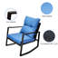 Ensemble de 2 chaises de jardin bistro avec coussins bleus - Acier thermolaqué et PE - Idéal pour jardin, pelouse, bord de piscine - Style moderne - 3 pièces
