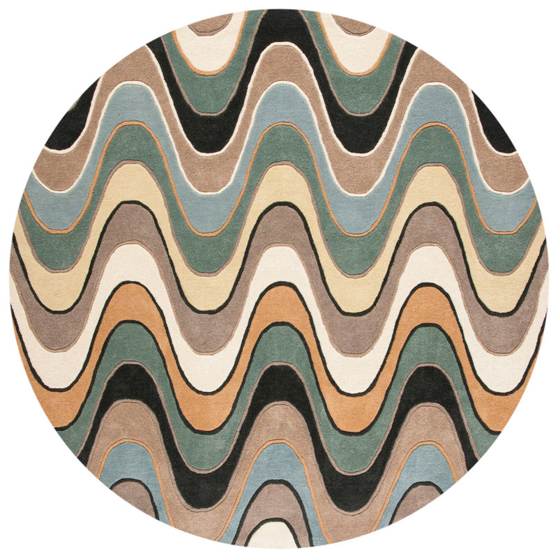 Rania Wool Pile Chevron Rug, Round 7'