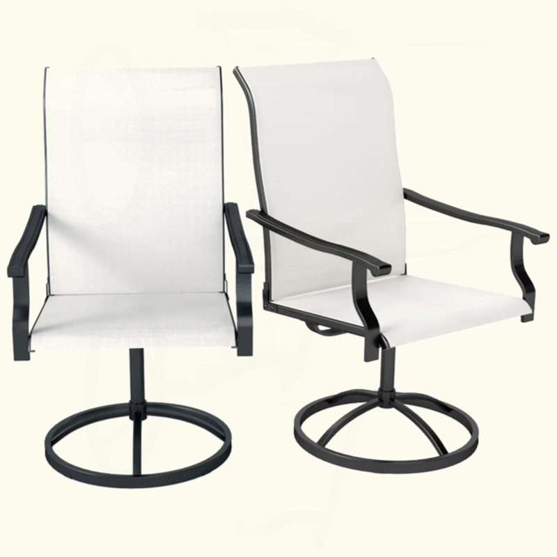 Ensemble de 2 chaises d'extérieur, chaises pivotantes, Noir / blanc