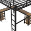 Lit mezzanine en métal avec bureau et tablettes, très grand - noir pour une chambre à coucher confortable-925432242-925432241